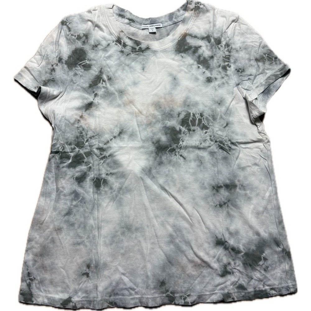 James Perse Tie Dye Black Gray Brown Women's Size 3 L Made In USA Cotton T Shirt
